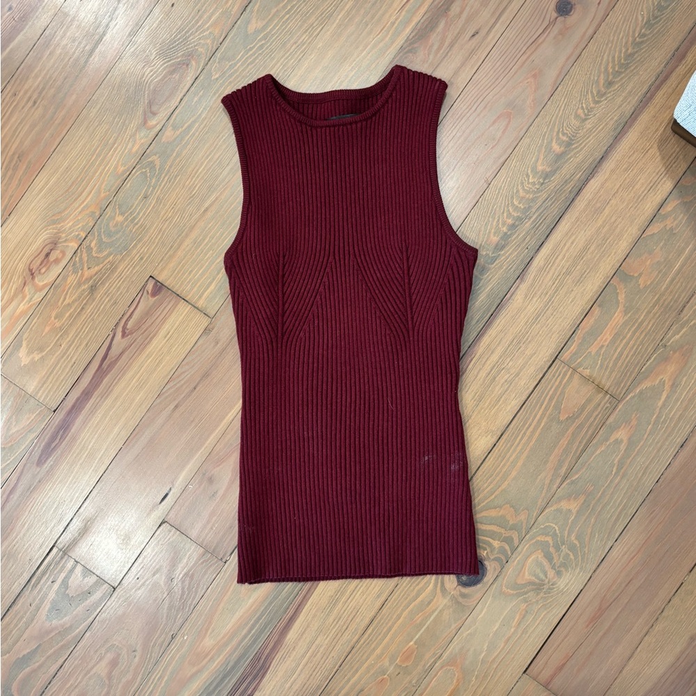 Elegant Sleeveless Knit Tank Top - Deep Red